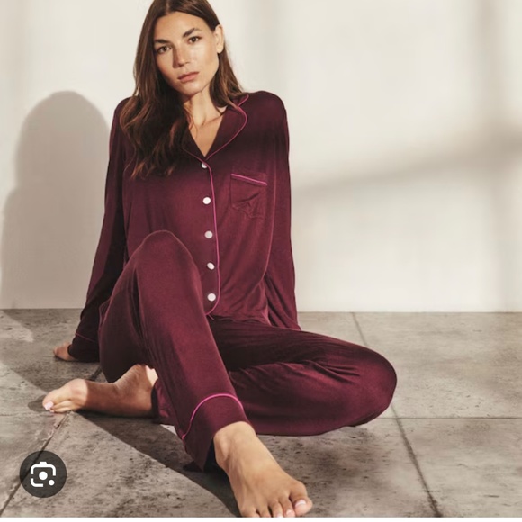 Indigo LOVE & LORE  Piped Pyjamas & Robe - Picture 5 of 7